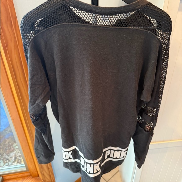 Vintage PINK Victoria's Secret Black Mesh Sleeve Sweatshirt - Picture 4 of 5